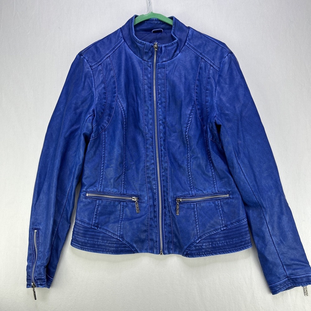 Cleo Faux Leather Jacket Women's XS Blue